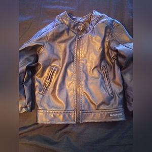 Hudson black faux leather jacket Boy's 18 m full zip moto biker.